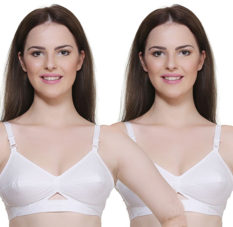 ull Coverage Cotton Blend Western Wear Non Padded Bra set-2 (White) Women Non Padded Bra  (White, White)