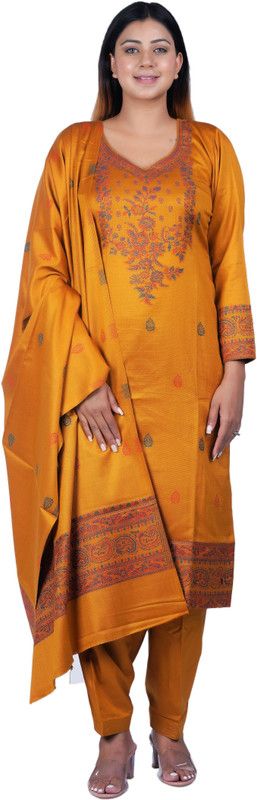 Unstitched Wool Kurta & Patiyala Material Self Design