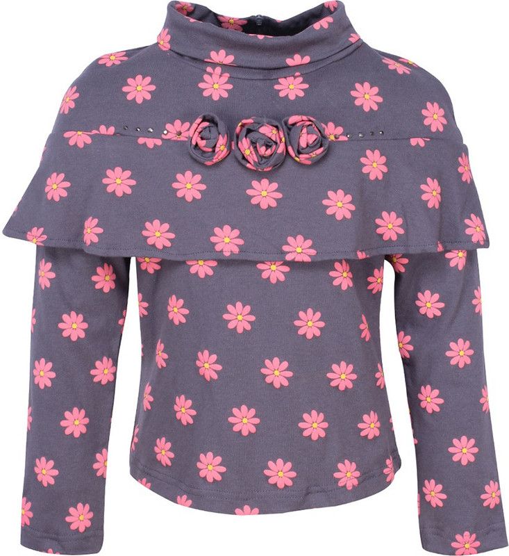 Girls Party Polyester Full Sleeve Top  (Grey, Pack of 1)
