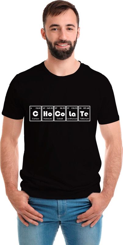 Chocolate Periodic Table Round Neck Half Sleeve Black Tshirt Men Printed Round Neck Pure Cotton Black T-Shirt