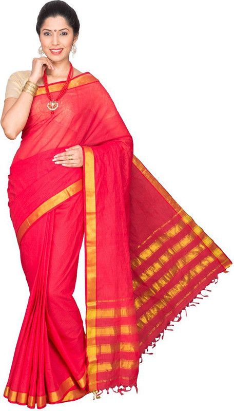 Self Design, Solid Mangalagiri Cotton Blend Saree  (Multicolor)