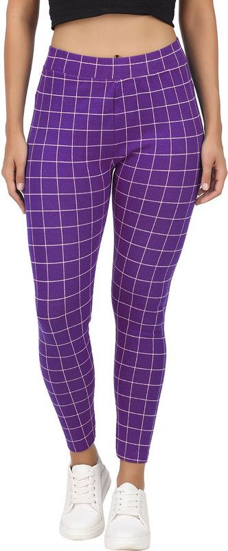 Just Live Fashion Purple Jegging  (Checkered)
