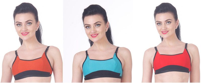 Women Full Coverage Non Padded Bra  (Red, Blue, Orange)