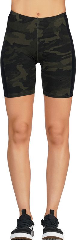 Printed Women Dark Green Sports Shorts