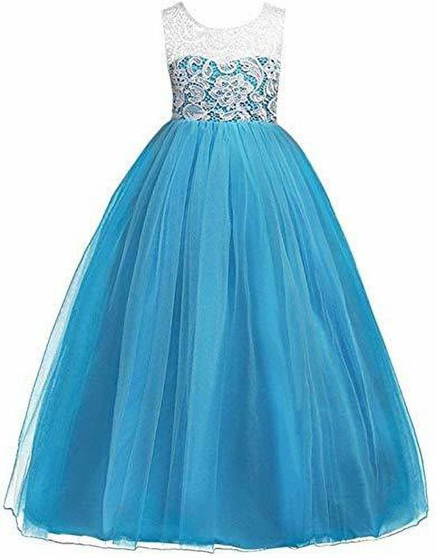 Maxi/Full Length Festive/Wedding Dress  (Blue, Sleeveless)