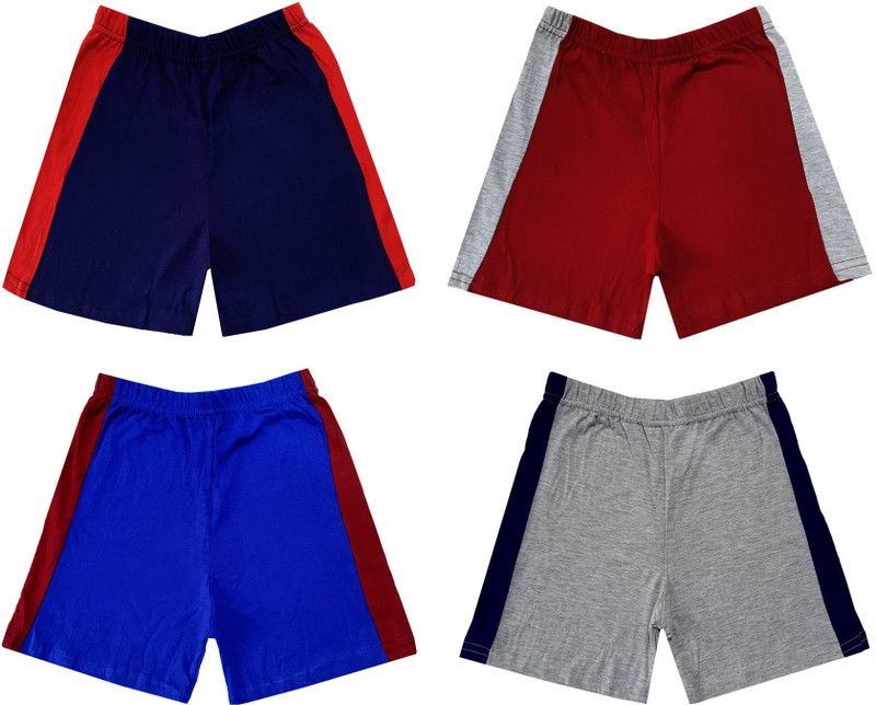 Short For Boys Casual Solid, Striped Pure Cotton  (Multicolor, Pack of 4)