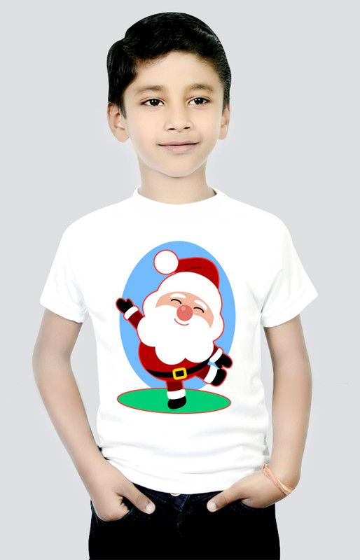 Boys & Girls Graphic Print Polycotton T Shirt  (White, Pack of 1)