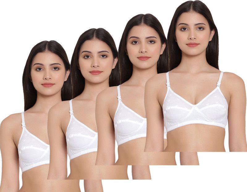 Pack of 4 Women Full Coverage Non Padded Bra  (White)