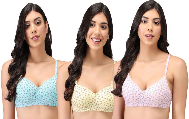 Pack of 3 Women Full Coverage Lightly Padded Bra  (Multicolor)
