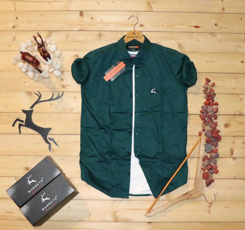Men Printed Casual Green Shirt