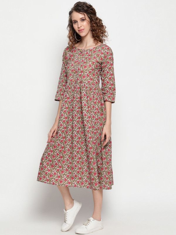 Women Fit and Flare Multicolor Dress