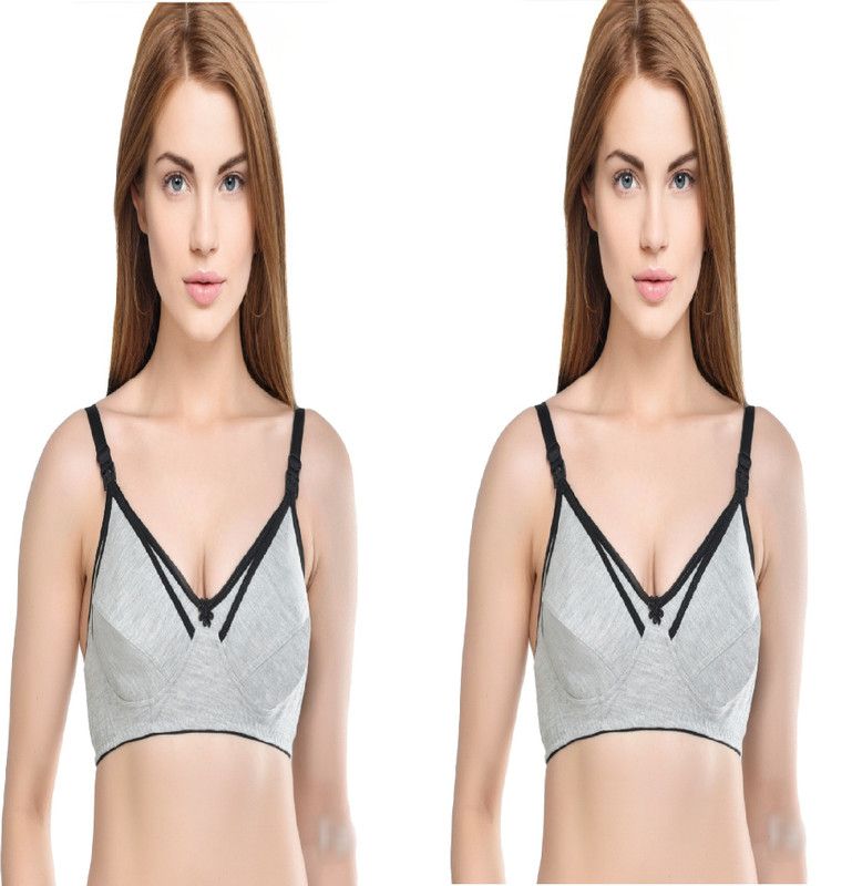 Pack of 2 Women Maternity/Nursing Non Padded Bra  (Multicolor)