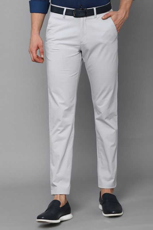 Men Regular Fit Grey Cotton Blend Trousers