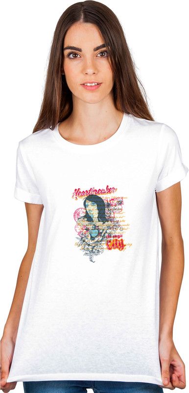 Heart breaker magic city Graphic printed Cotton Tshirt Unisex Women Printed Round Neck Cotton Blend White T-Shirt