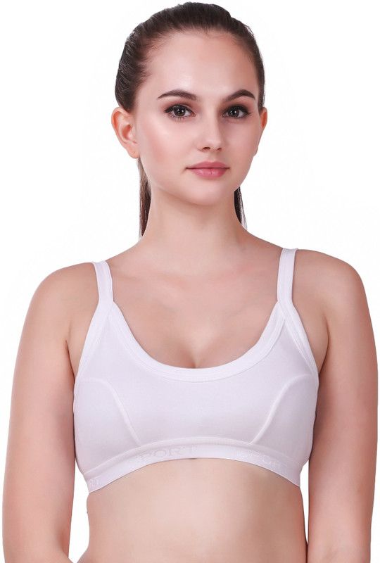 Women Sports Non Padded Bra  (White)