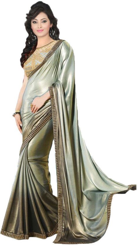 Embroidered Bollywood Handloom Crepe Saree  (Grey)