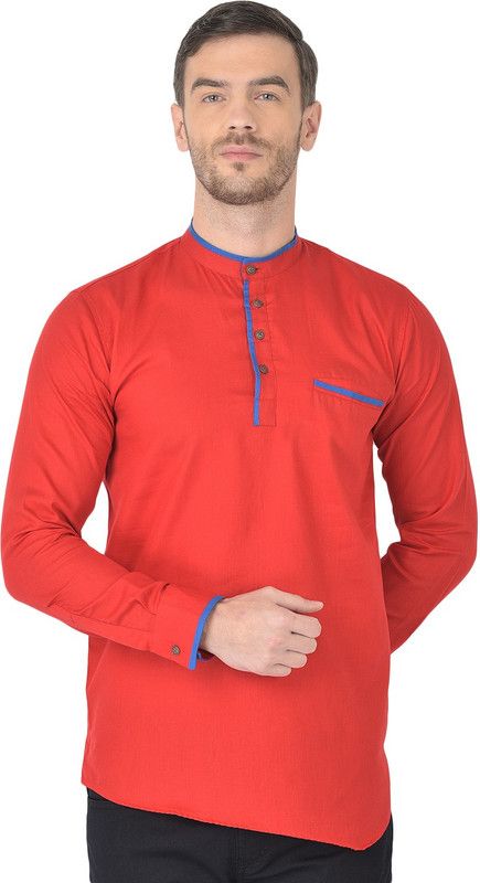 Men Solid Kurta  (Red)