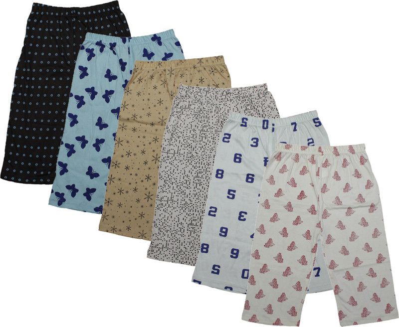 Capri For Girls Casual Printed Polycotton  (Multicolor Pack of 6)
