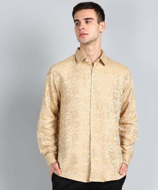 Men Printed Casual Beige Shirt