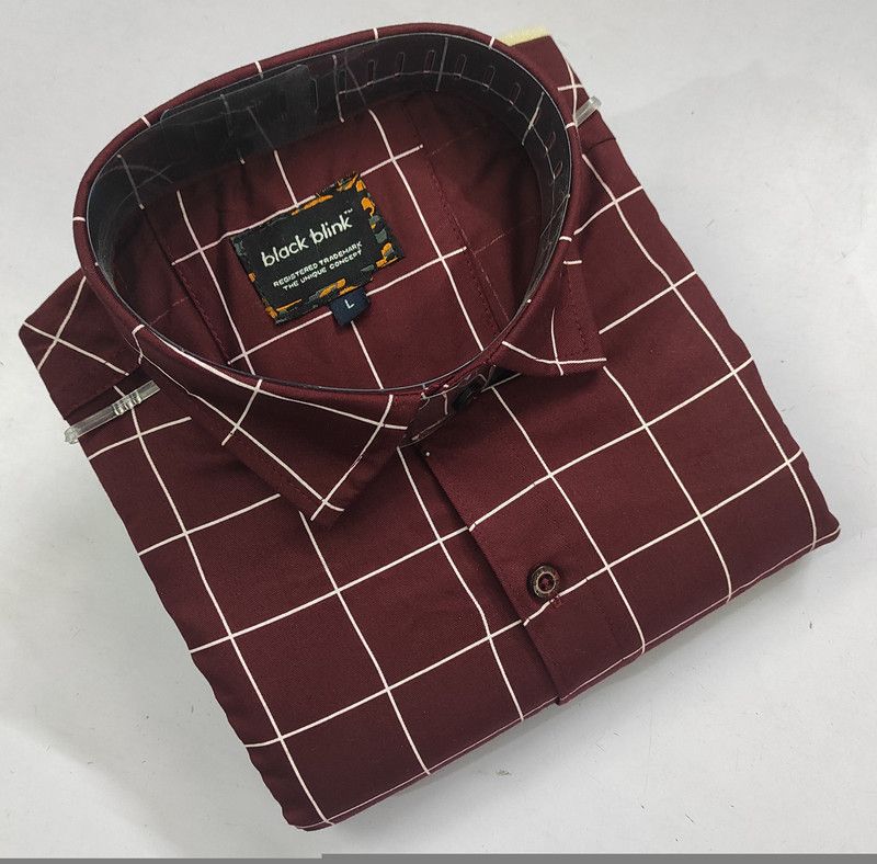 Men Checkered Casual Maroon Shirt