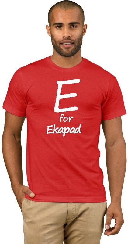 Ekapad College Stylish 29 Men Printed Round Neck Cotton Blend Red, White T-Shirt