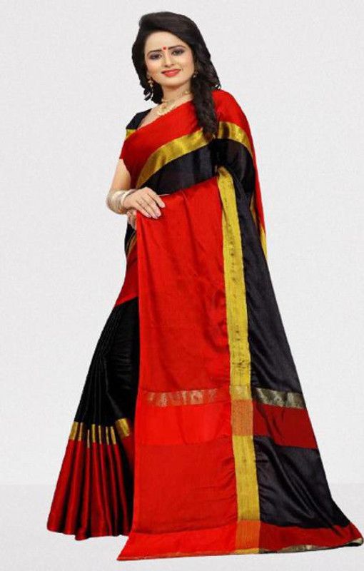 Woven Dharmavaram Pure Cotton Saree  (Red)