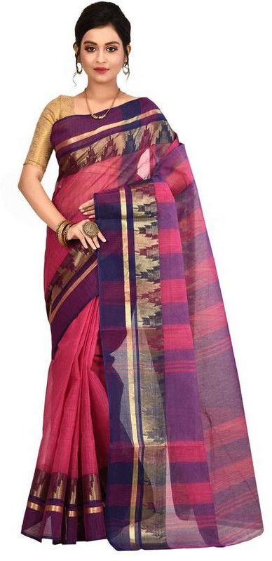 Self Design, Solid/Plain Daily Wear Pure Cotton Saree  (Pink)