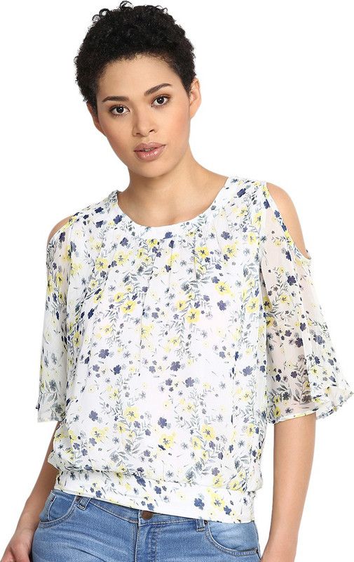 Casual Cape Sleeves Printed Women Multicolor Top