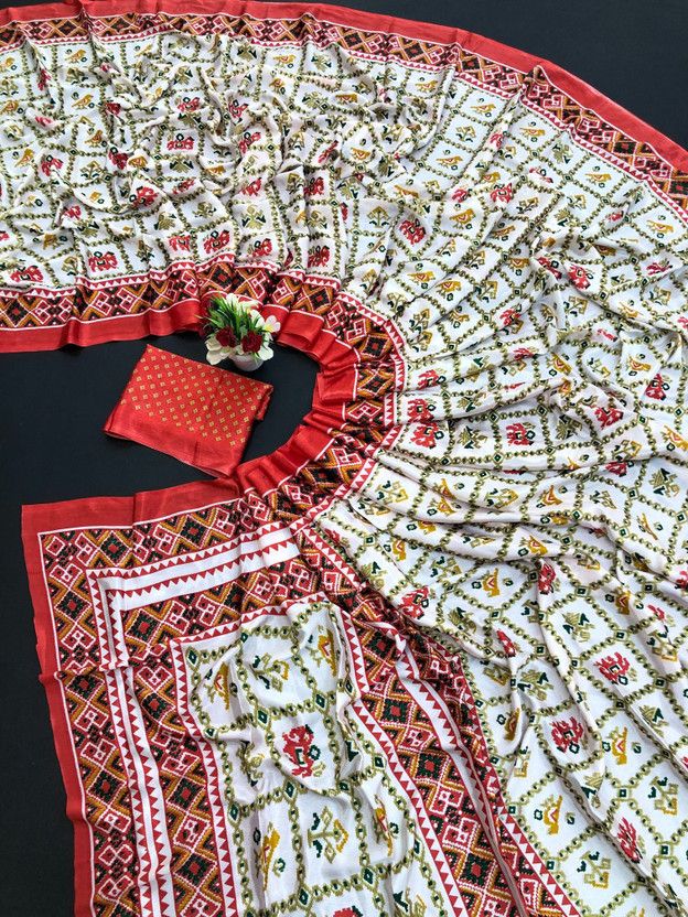 Semi Stitched Art Silk Blouse Material Floral Print