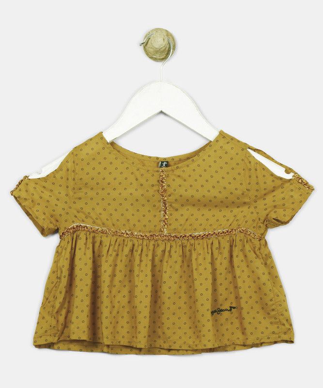 Girls Casual Cotton Tencel Blend Top  (Yellow, Pack of 1)