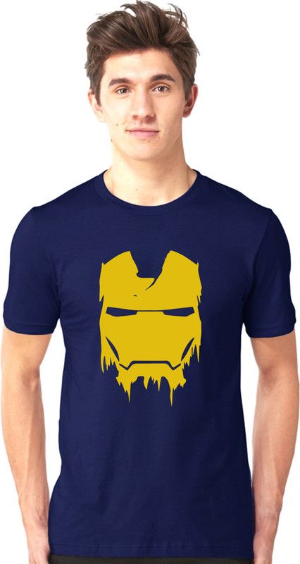 Alpha_ironman Men Printed Round Neck Reversible Pure Cotton Dark Blue T-Shirt