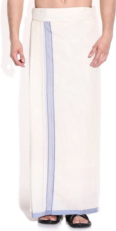 Fashionkiosks 4mts White Men's Cotton Dhoti Solid Men Dhoti