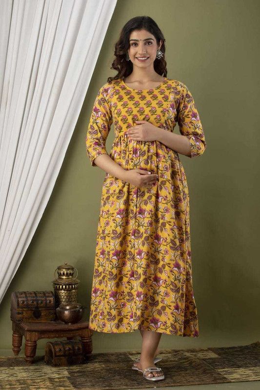 Women Floral Print Cotton Blend Flared Kurta  (Multicolor)