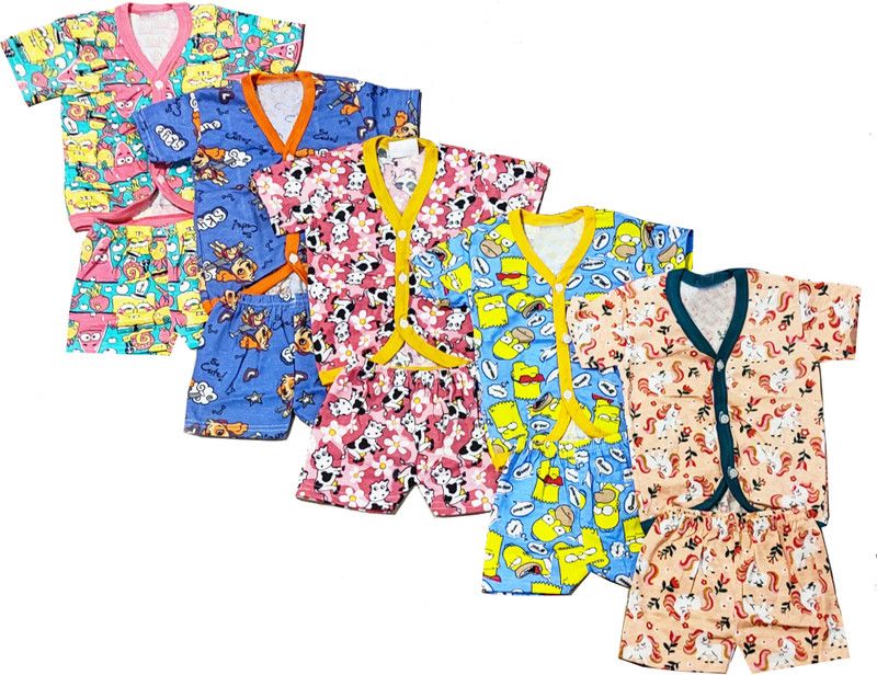 Baby Boys & Baby Girls Looney Toons Casual Shirt Shorts  (Multicolor)