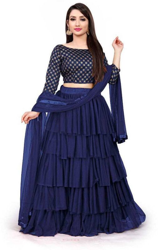 Semi Stitched Net/Lace Salwar Suit Material Solid