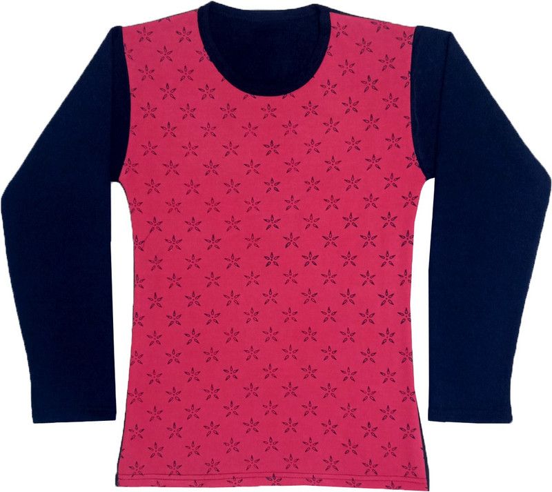 Girls Printed Wool Blend T Shirt  (Multicolor, Pack of 1)