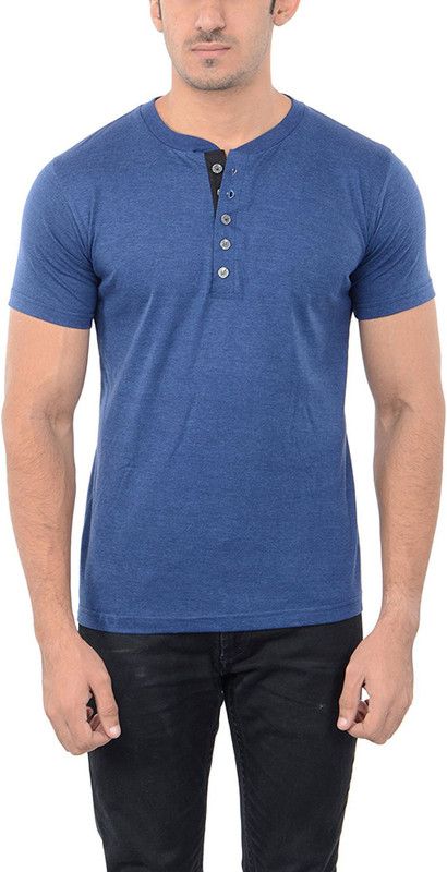 Men Solid Henley Neck Cotton Blend Multicolor T-Shirt