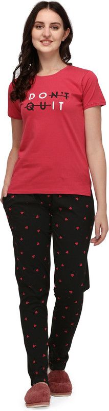 Girls Top & Pyjama Set Red Abstract