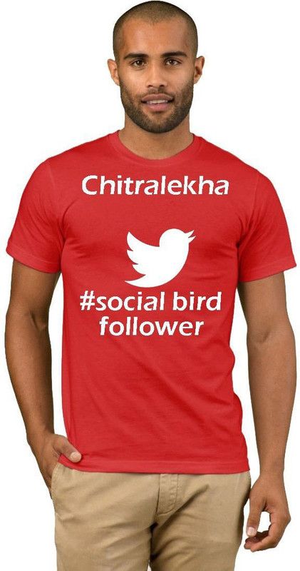 Chitralekha Twitter Quotation Style Fashion V19 Men Printed Round Neck Cotton Blend Red T-Shirt