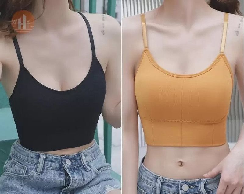 Pack of 2 Women Full Coverage Lightly Padded Bra  (Yellow, Black)
