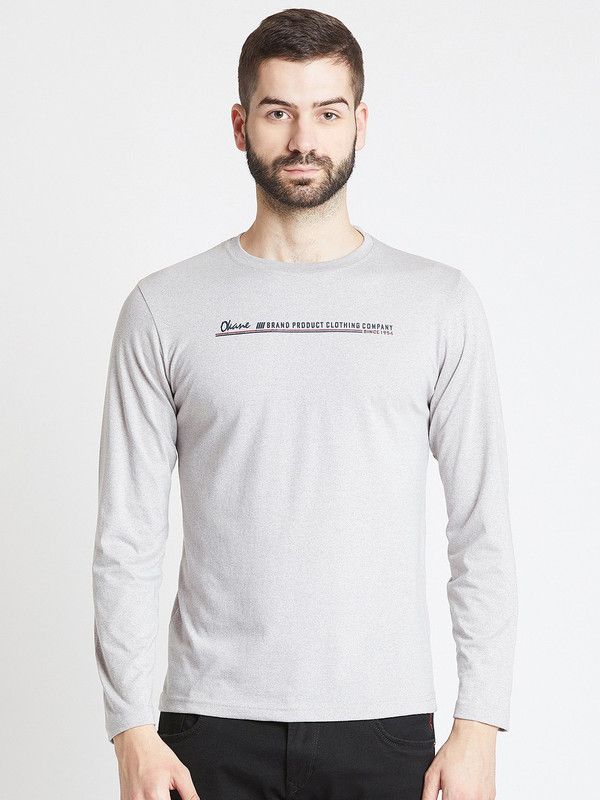 Comfort Tee Men Solid Round Neck Poly Cotton Grey T-Shirt