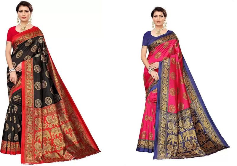 Woven Fashion Art Silk Saree  (Pack of 2, Multicolor)