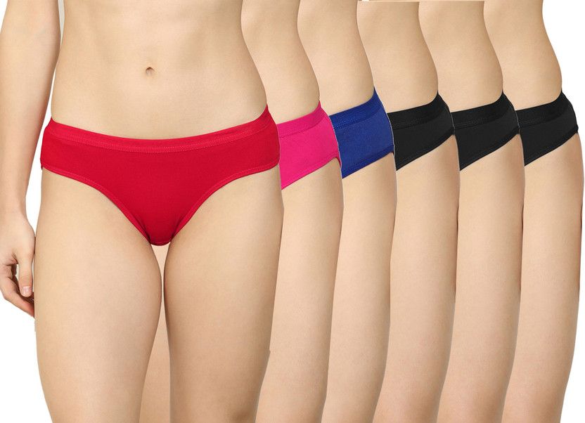 Pack of 6 Women Hipster Red, Blue, Pink, Black, Black, Black Panty