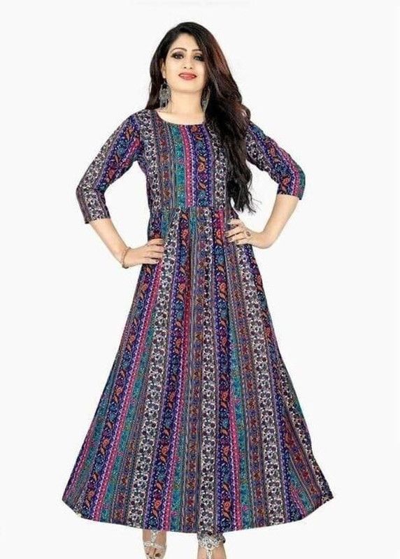 Women Embellished Crepe Anarkali Kurta  (Multicolor)