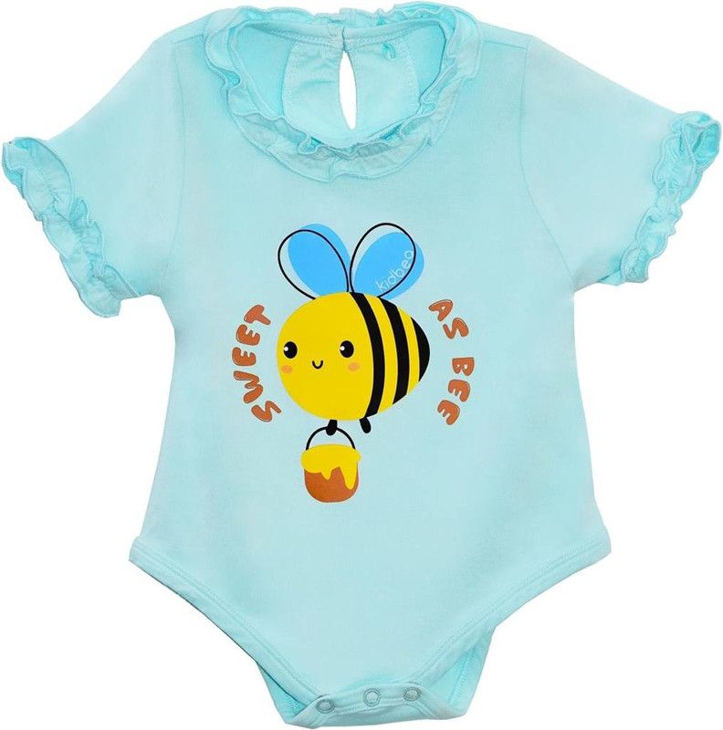 Romper For Baby Girls Casual Animal Print Rayon  (Blue, Pack of 1)