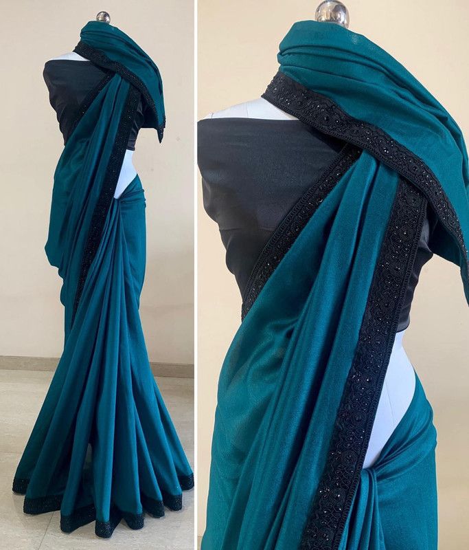 Plain Coimbatore Art Silk Saree  (Dark Green)
