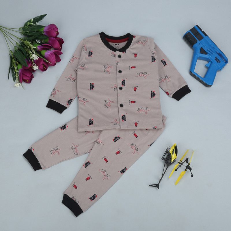 Baby Boys & Baby Girls Casual Shirt Pyjama  (Grey)