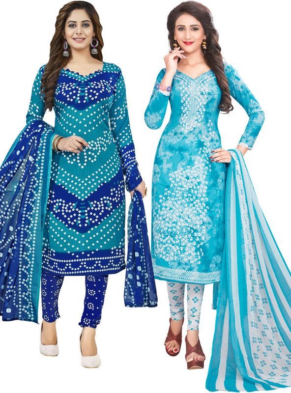 Unstitched Polycotton Salwar Suit Material Floral Print, Printed