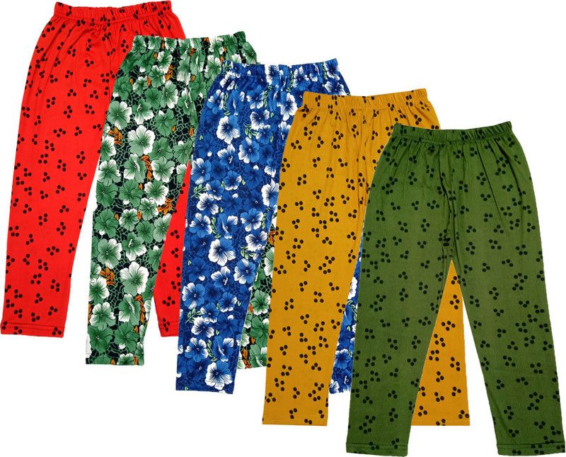 Capri For Girls Casual Floral Print Polyester Blend  (Multicolor Pack of 5)