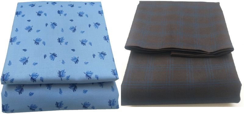 Unstitched Cotton Blend Shirt & Trouser Fabric Floral Print, Printed